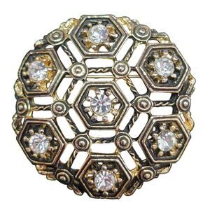 Vintage Goldtone Geometric Crystal Brooch